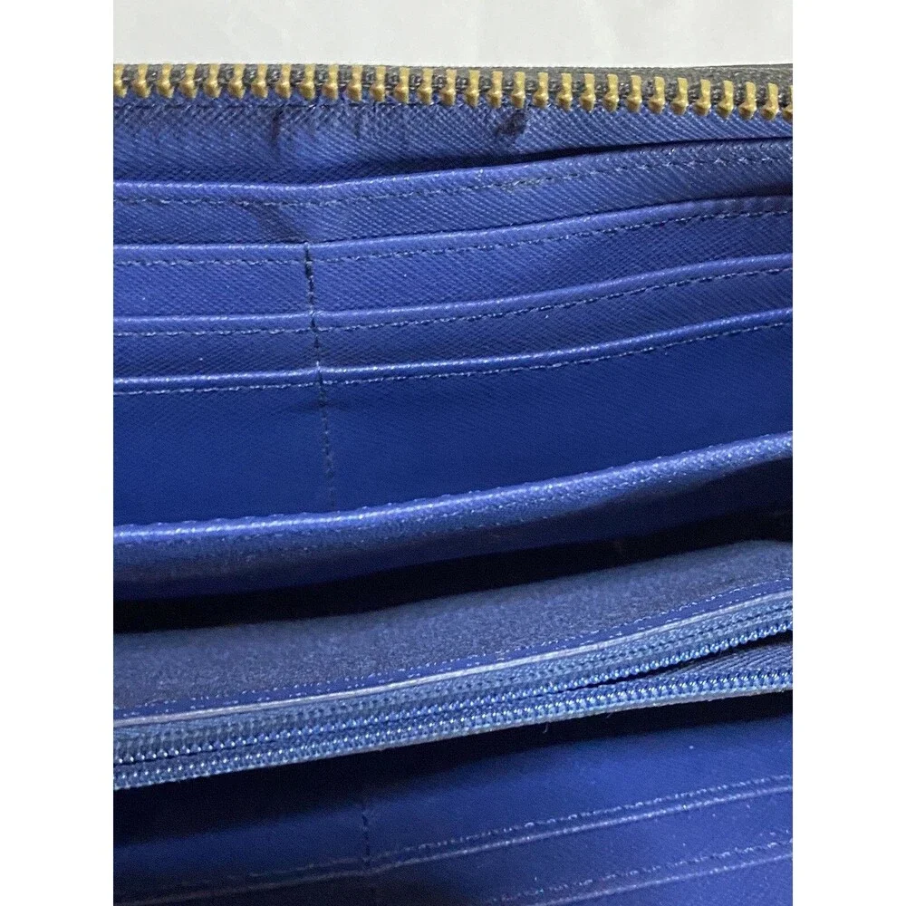 Fossil zip wallet Clutch blue Multi Color pattern card holder change pocket